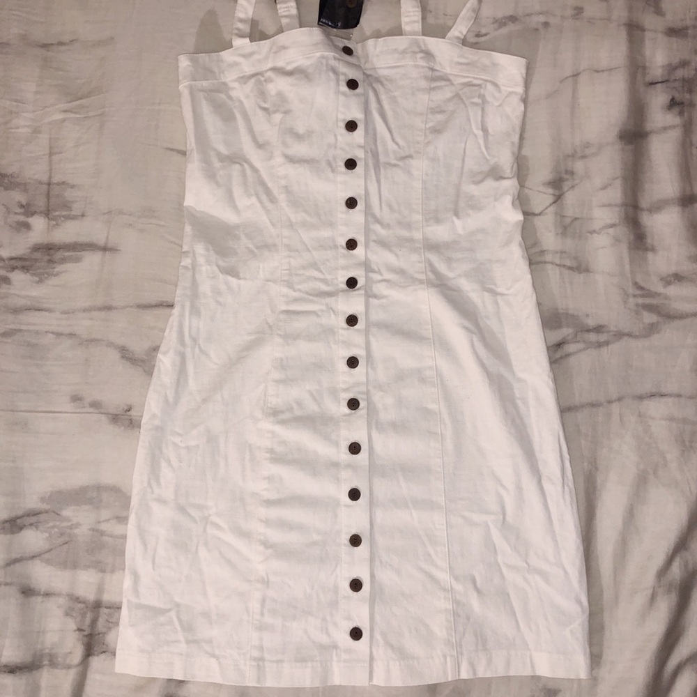 Woven Button Up Dress - White